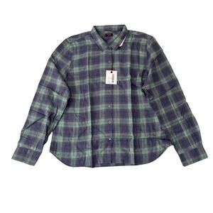 NWT UNTUCKit Women’s Green Navy Plaid Button Shirt – Size 18 Tencel Blend